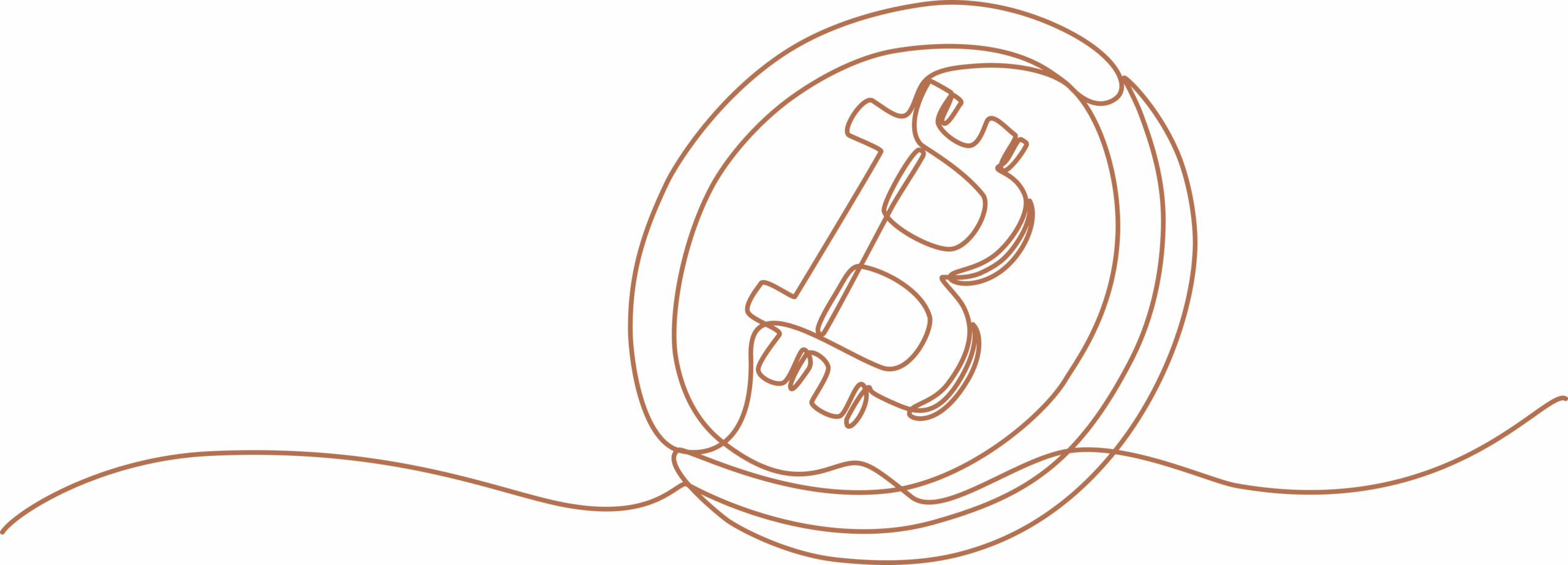 A line drawing of a Bitcoin